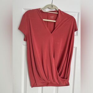 LOFT Coral Shortsleeved V-neck Shirt